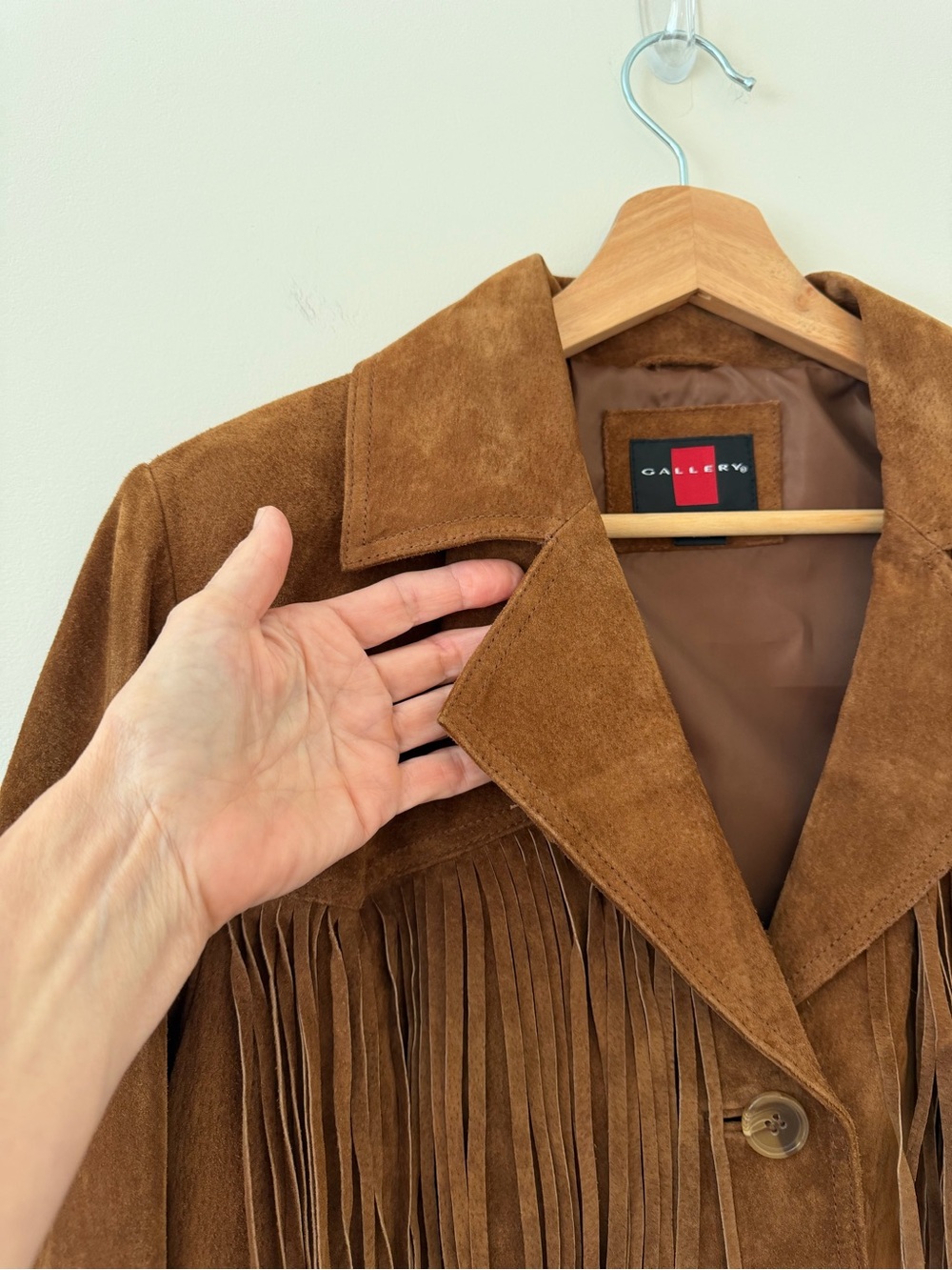 Vintage Suede Fringe Western Jacket Brown Leather Boho Cowgirl Rodeo Festival M - Picture 5 of 13